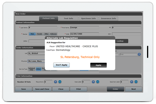 Alternative Lab Requisition ALR Order Physician VitalOffice