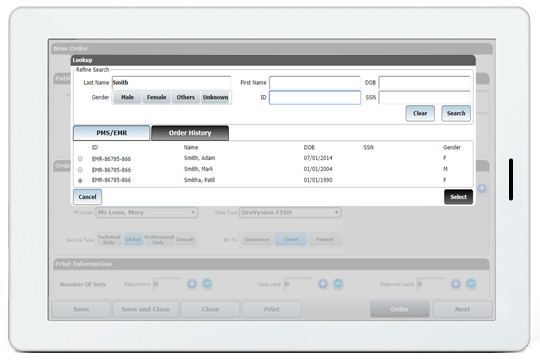 Patient Lookup EMR PMS Physician Lab Order VitalOffice